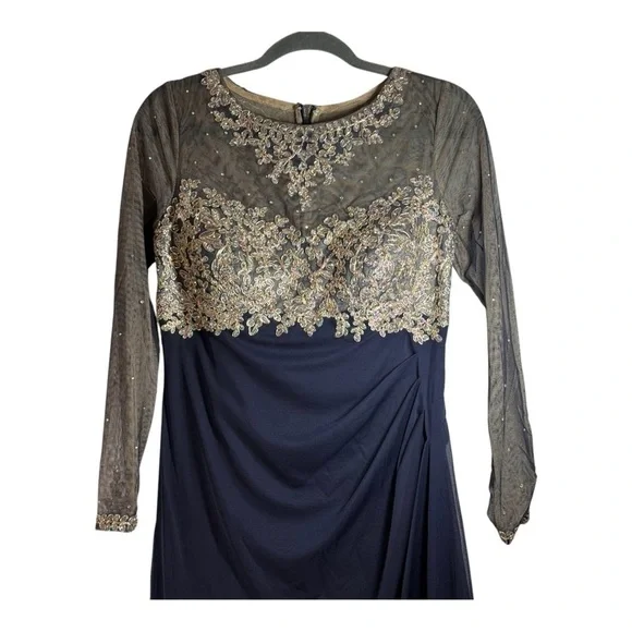 green emerald velvet dress Xscape Evenings 